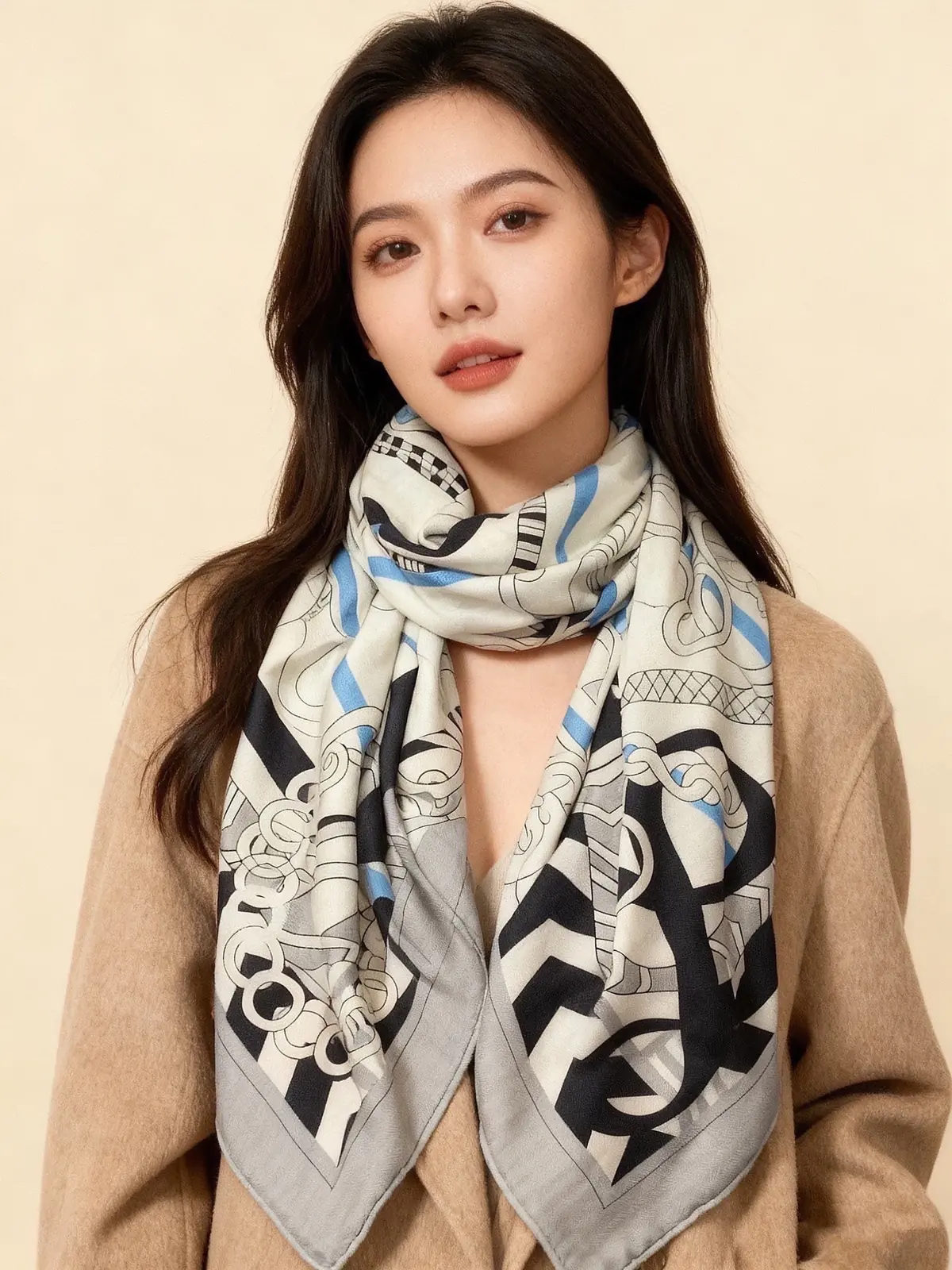 Scarf（围巾） Style Beige Scarf Lookbook Reference image 1