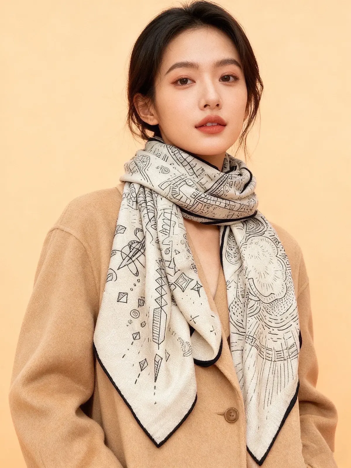 Scarf（围巾） Style Beige Scarf Lookbook Reference image 2