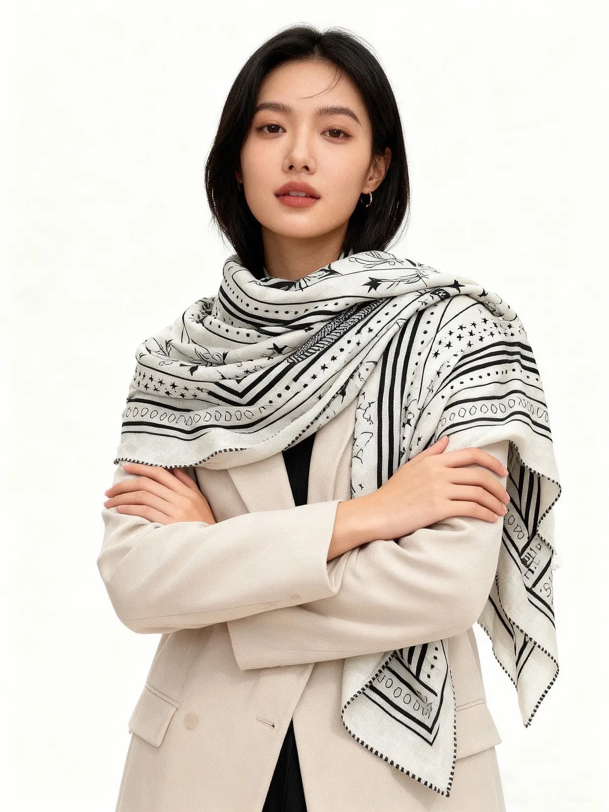 Scarf（围巾） Style Beige Scarf Lookbook Reference image 1