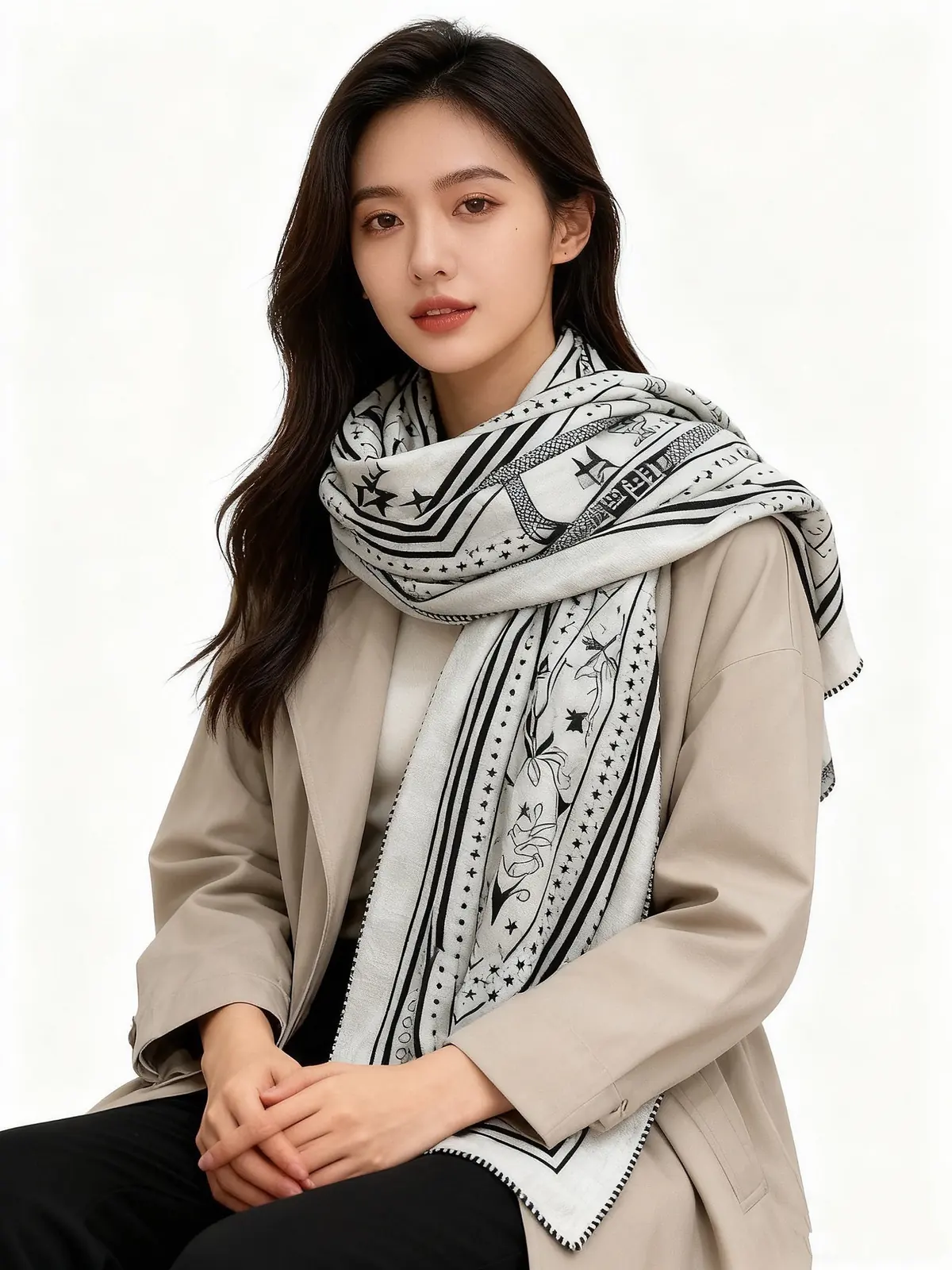 Scarf（围巾） Style Beige Scarf Lookbook Reference image 2