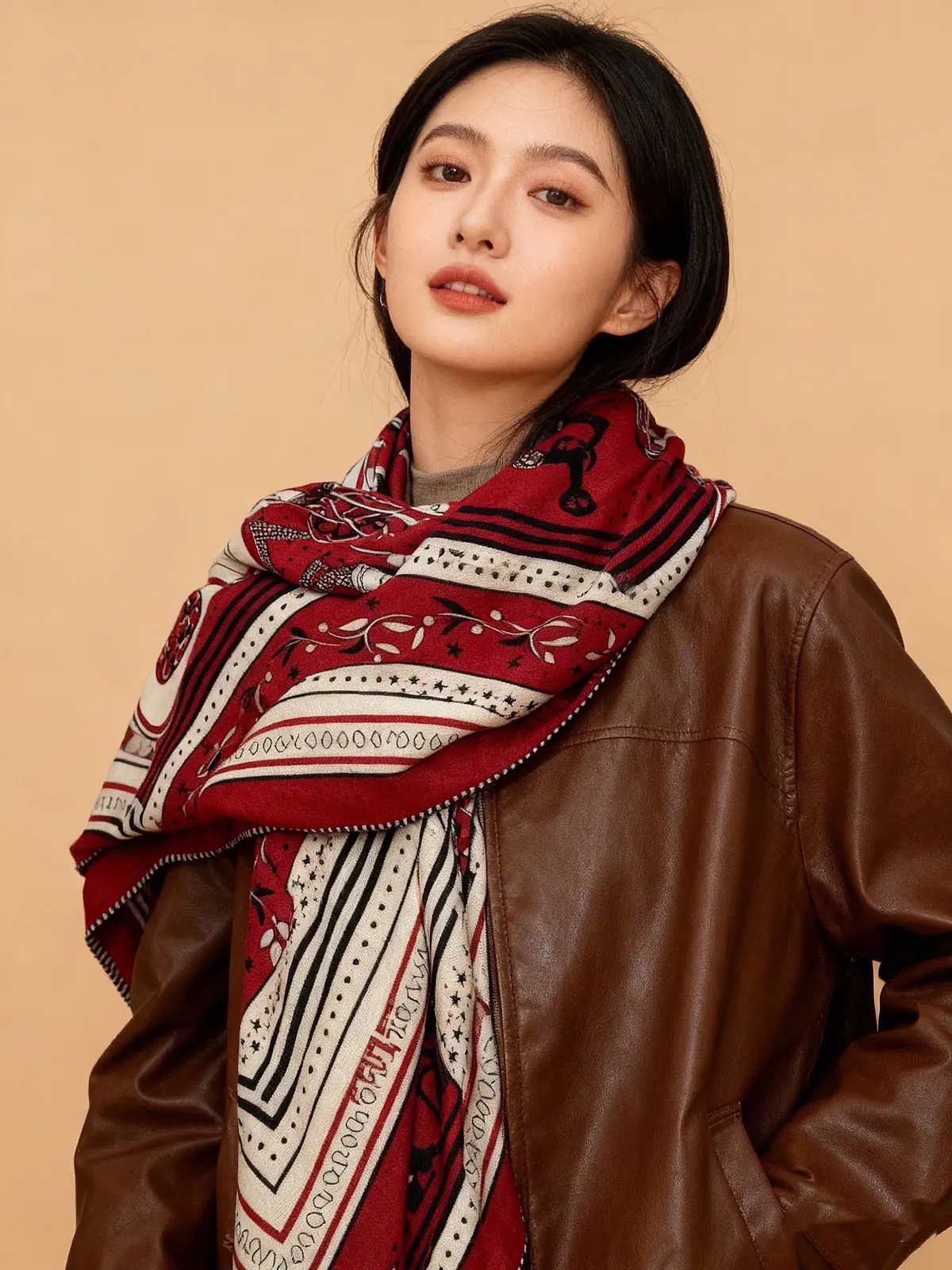 Scarf（围巾） Style Beige Scarf Lookbook Reference image 1