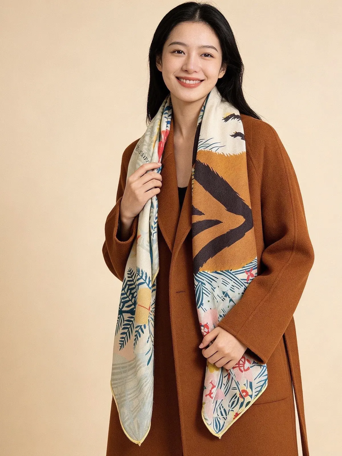 Scarf（围巾） Style Beige Shoulder Bag Lookbook Reference image 2