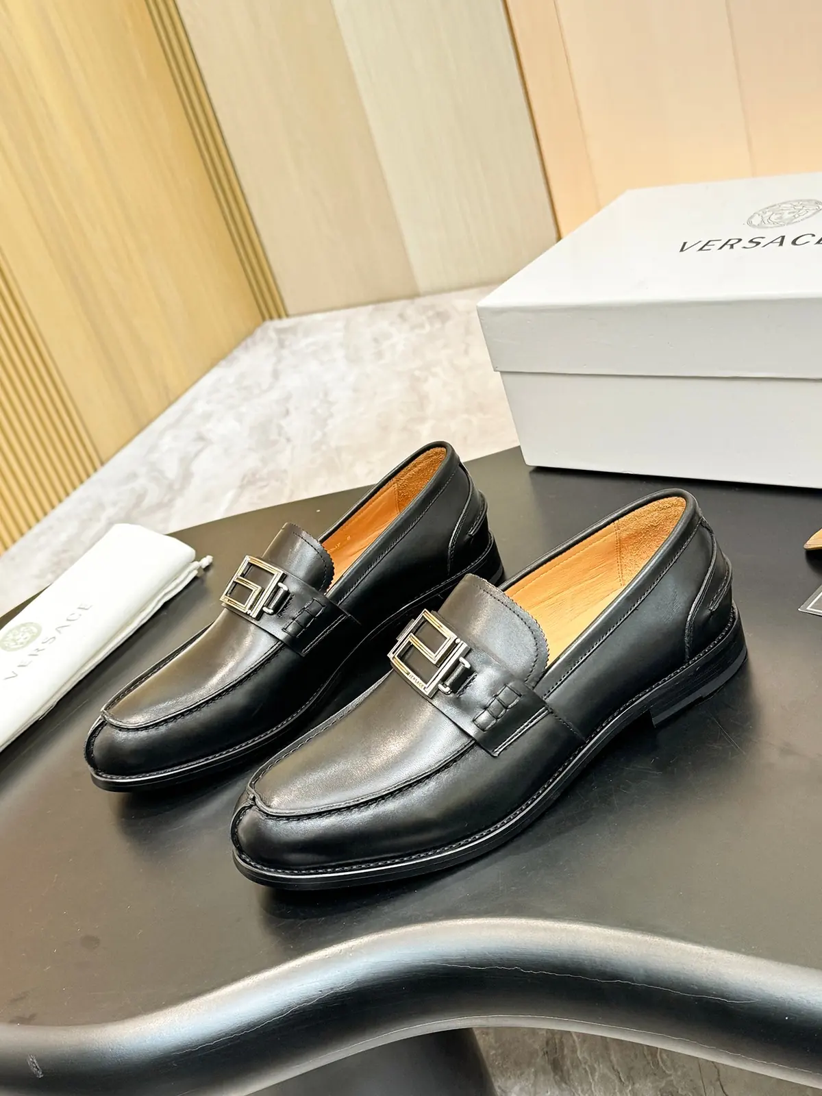 Versace Style Leather Men's Shoes Lookbook Reference image 3