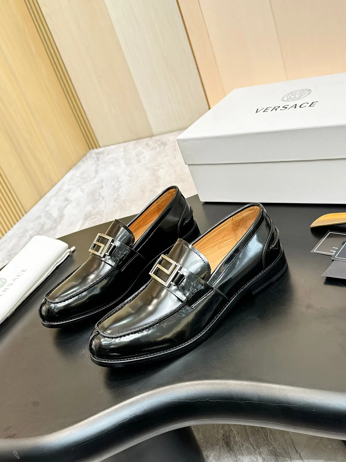Versace Style Leather Men's Shoes Lookbook Reference image 3