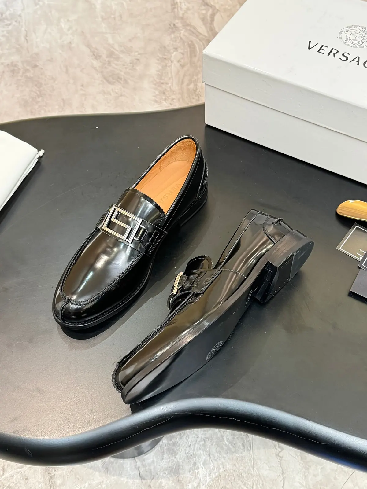 Versace Style Leather Men's Shoes Lookbook Reference image 6