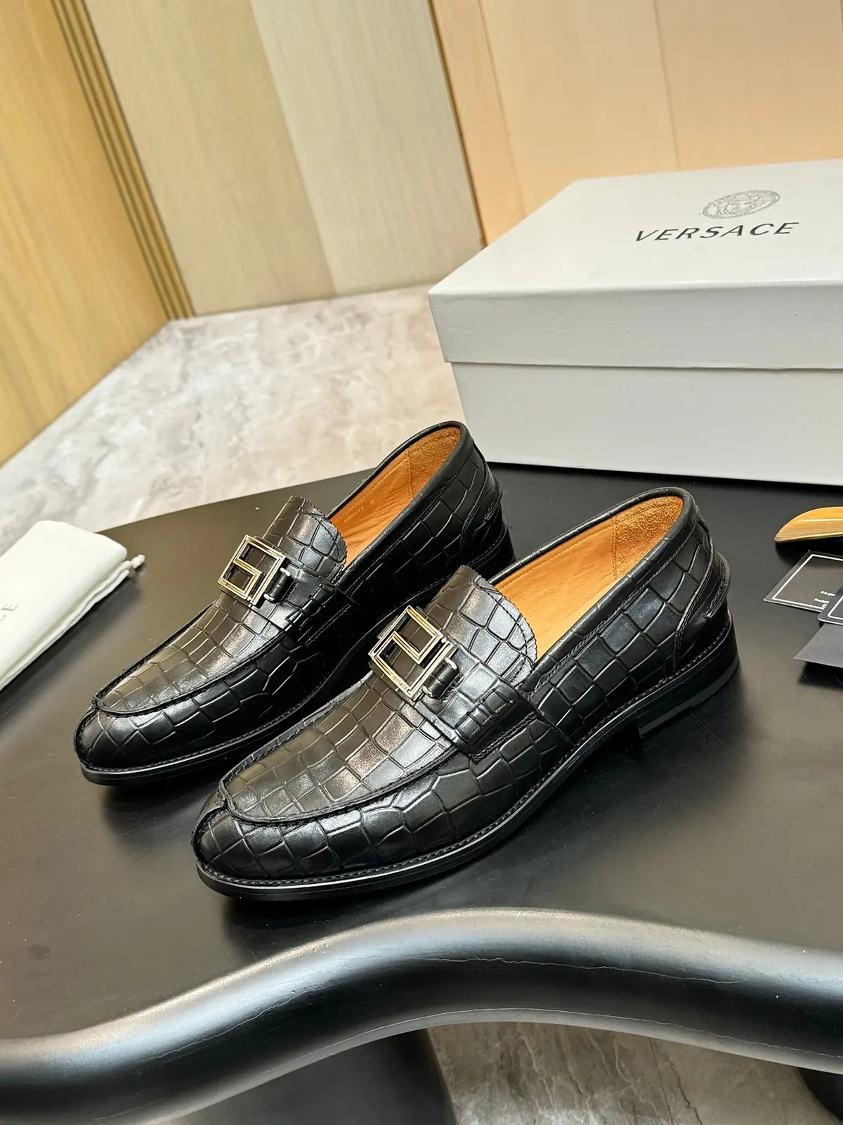 Versace Style Leather Men's Shoes Lookbook Reference image 3