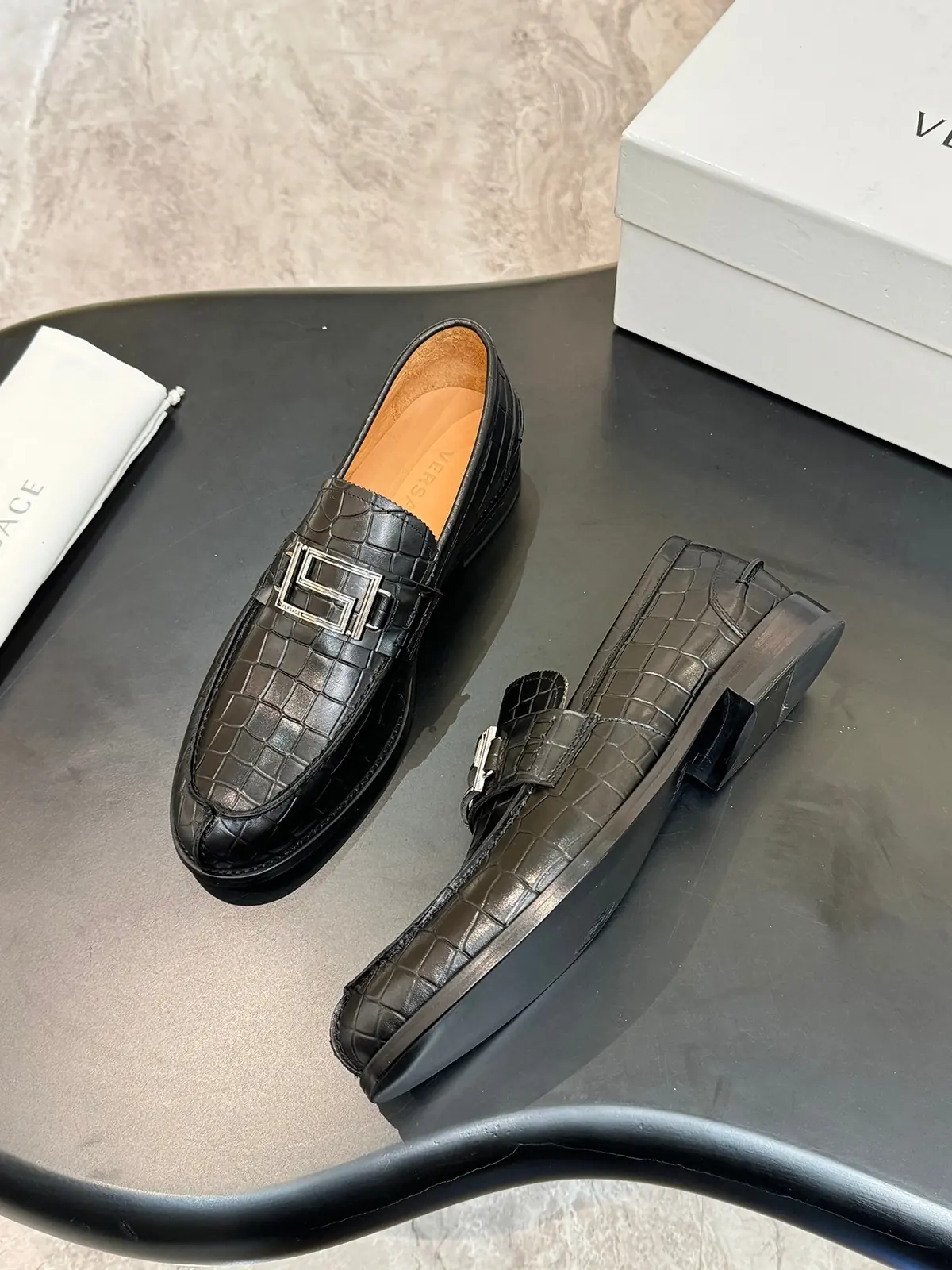 Versace Style Leather Men's Shoes Lookbook Reference image 4