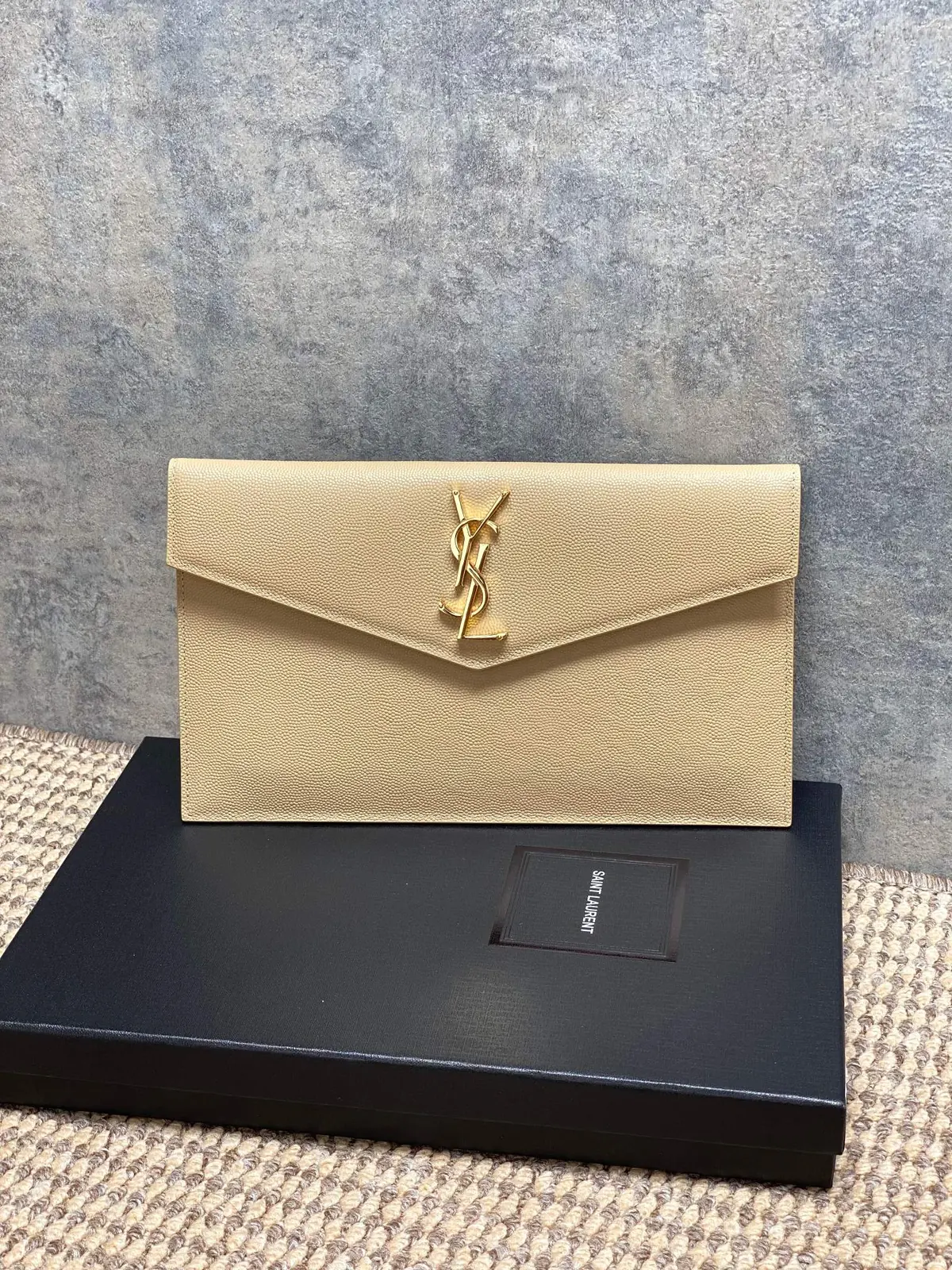 YSL Style Beige Leather Clutch Lookbook Reference image 1