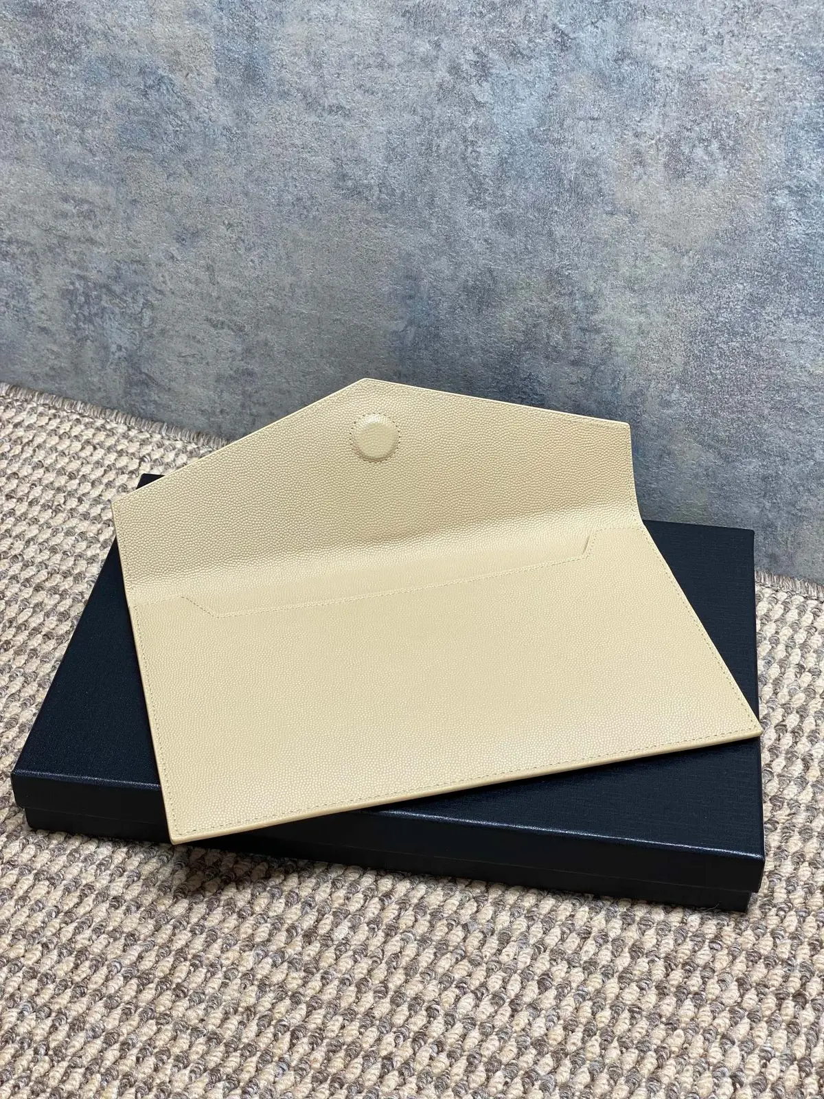 YSL Style Beige Leather Clutch Lookbook Reference image 6