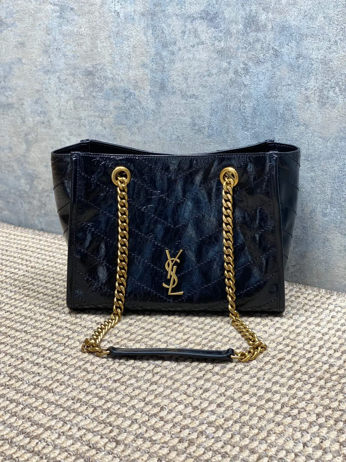 YSL Style Black Leather Chain Bag Lookbook Reference image 1