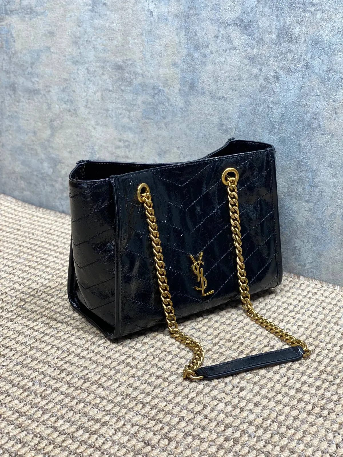 YSL Style Black Leather Chain Bag Lookbook Reference image 2