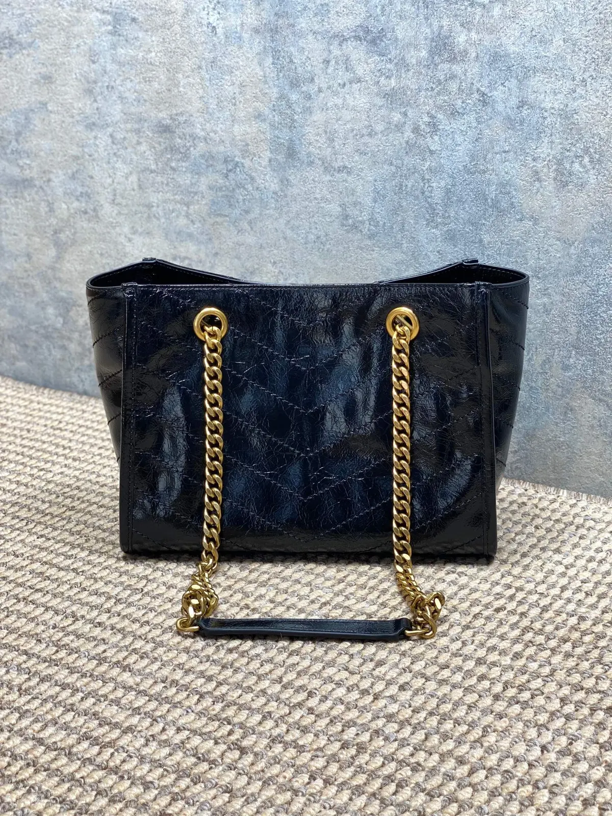 YSL Style Black Leather Chain Bag Lookbook Reference image 3
