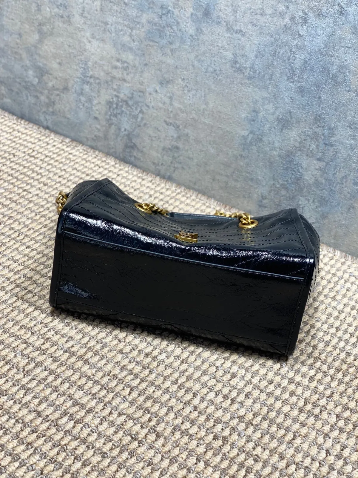 YSL Style Black Leather Chain Bag Lookbook Reference image 4