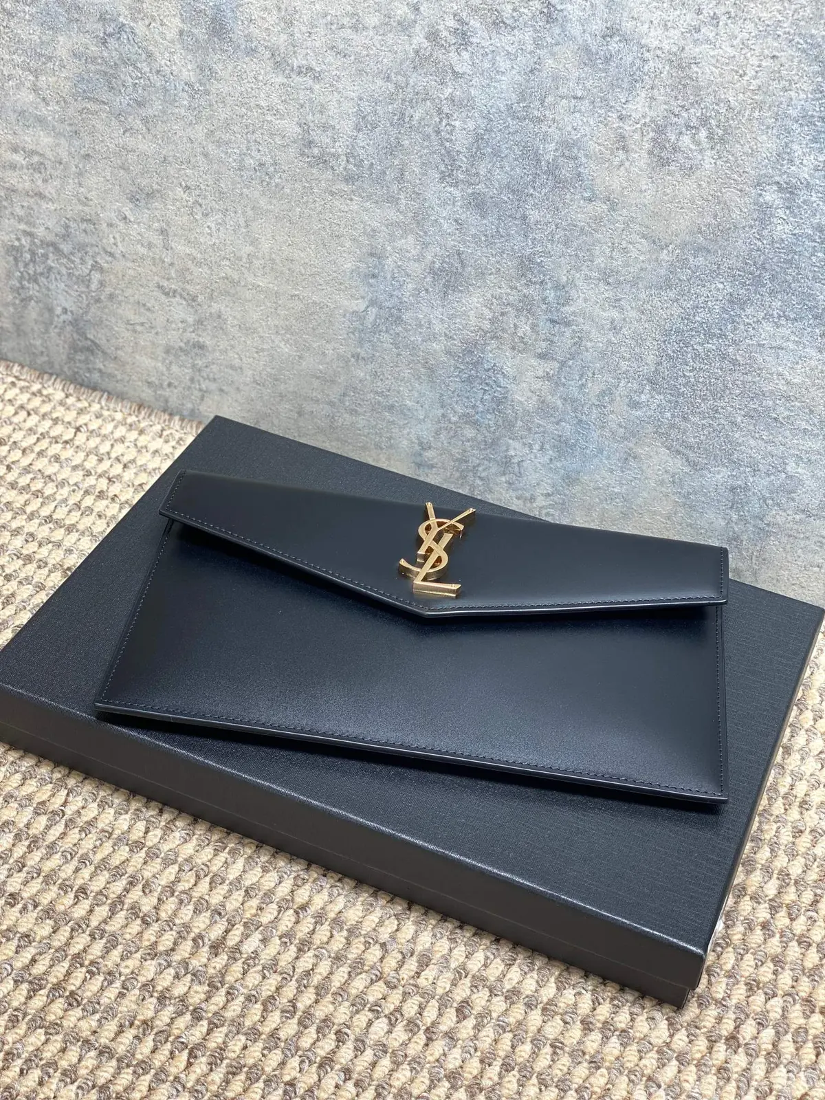 YSL Style Black Leather Clutch Lookbook Reference image 3