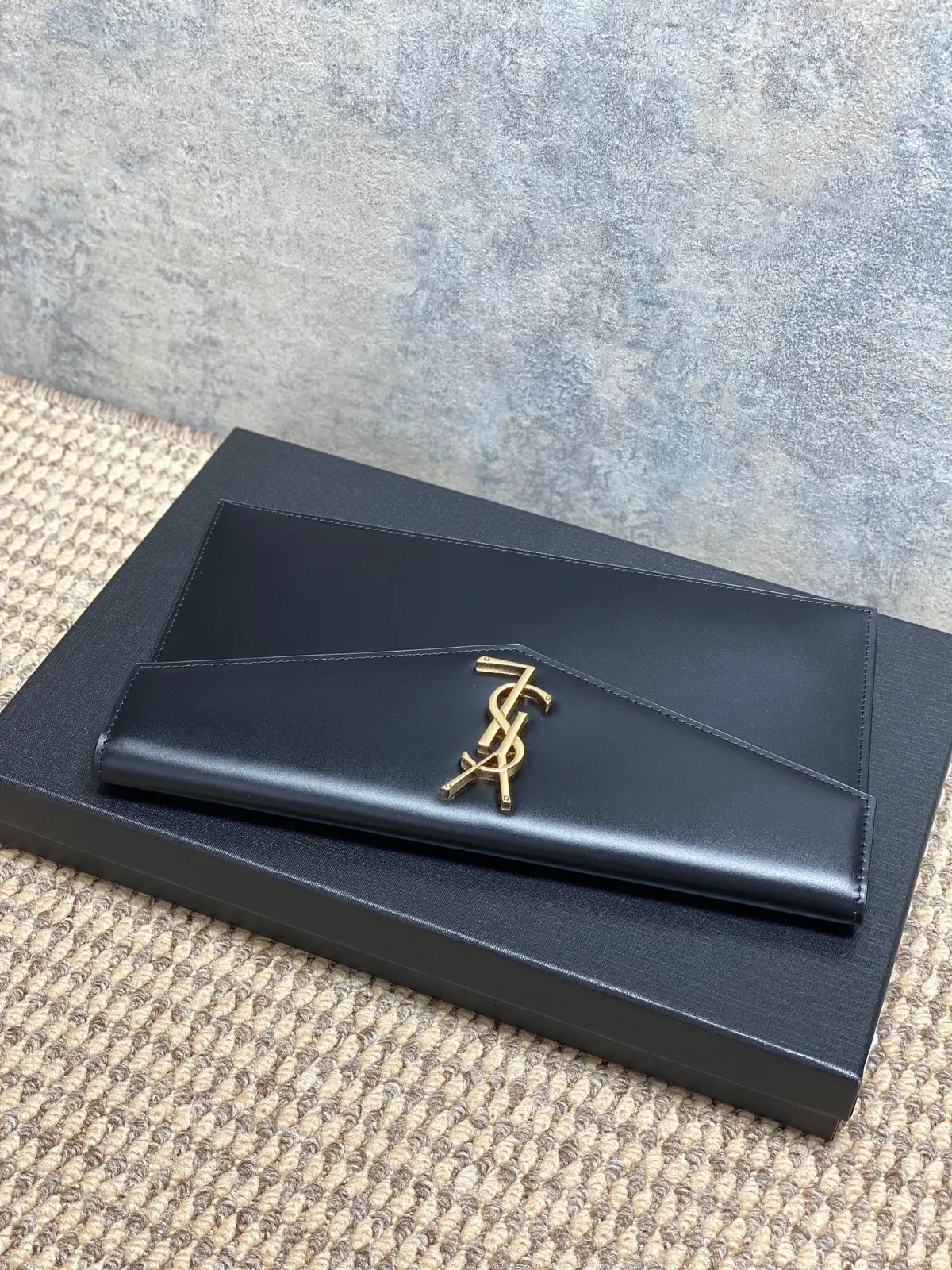 YSL Style Black Leather Clutch Lookbook Reference image 4