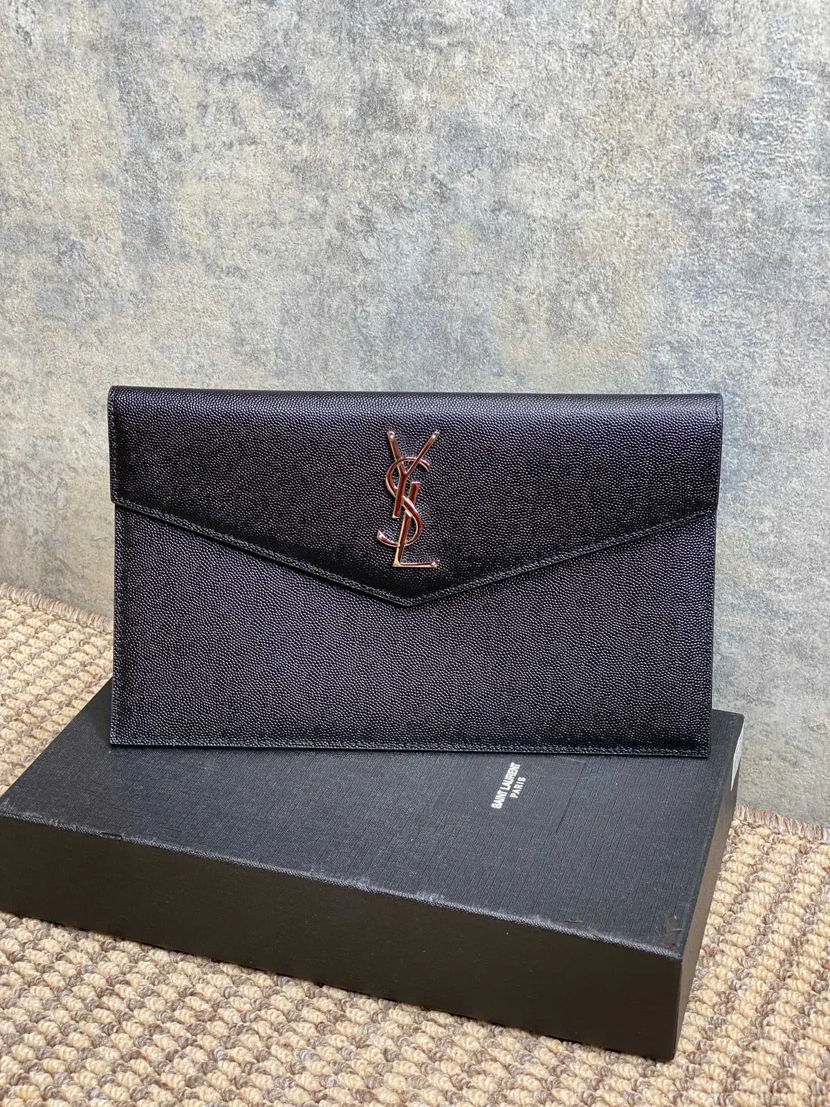 YSL Style Black Leather Clutch Lookbook Reference image 1