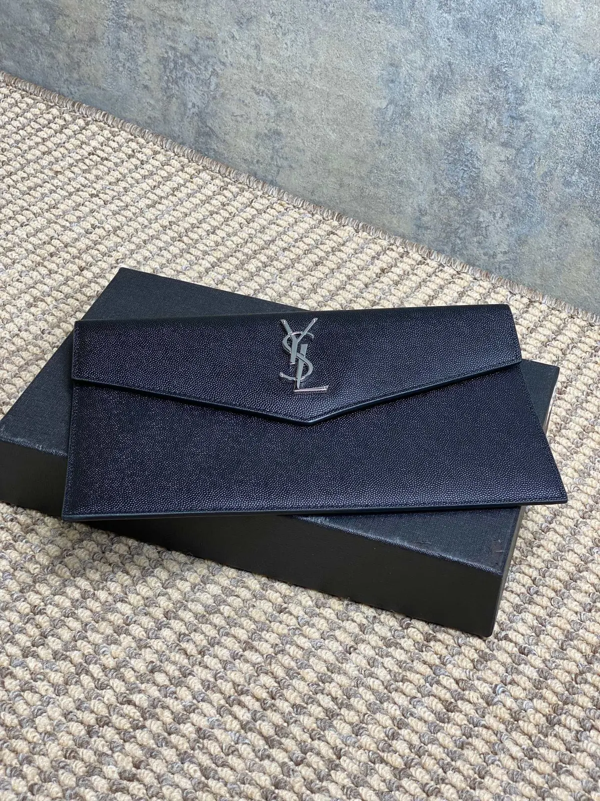 YSL Style Black Leather Clutch Lookbook Reference image 3