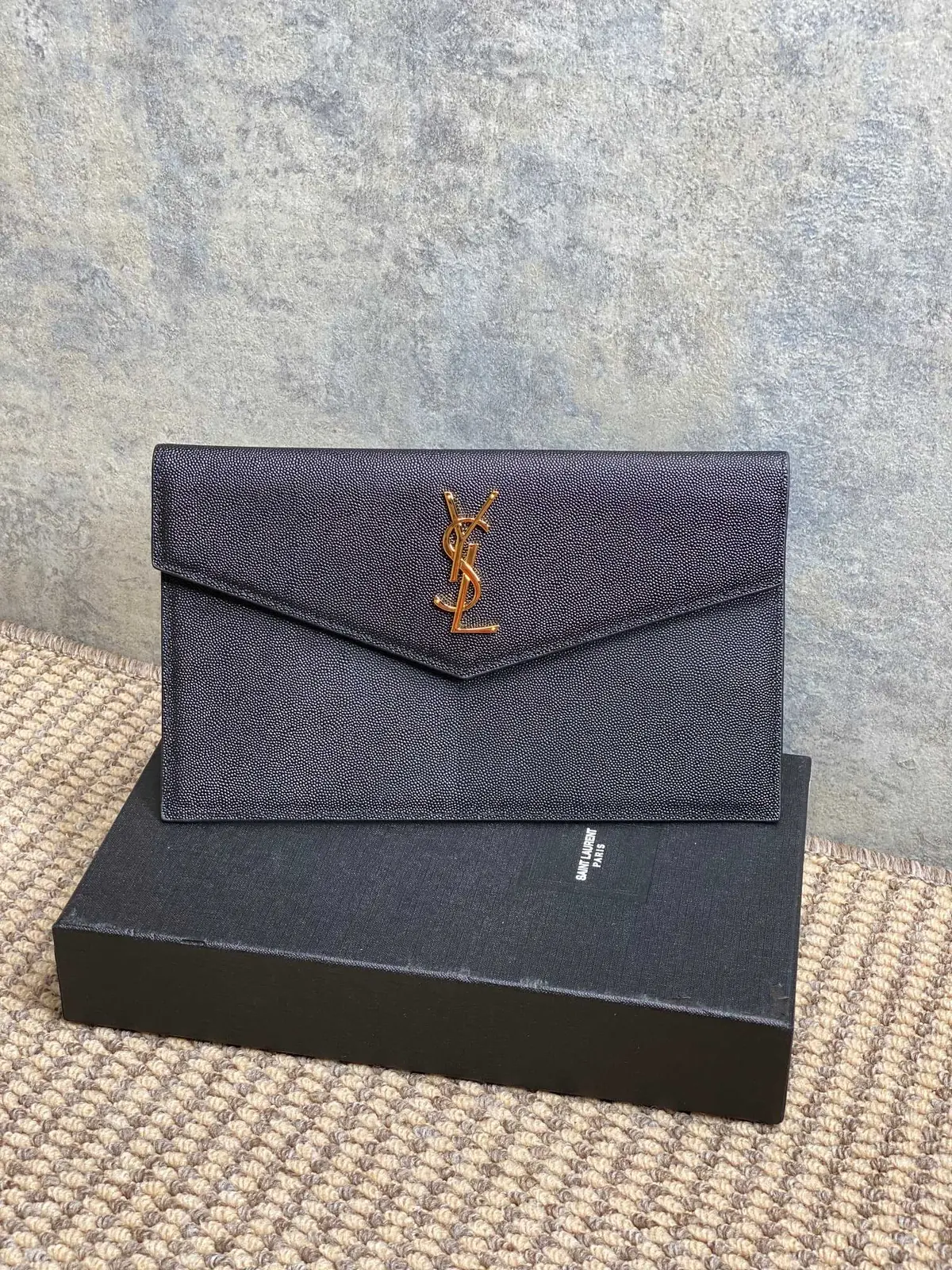 YSL Style Black Leather Clutch Lookbook Reference image 1