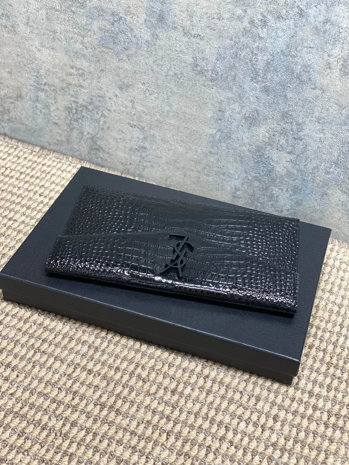 YSL Style Black Leather Clutch Lookbook Reference image 4