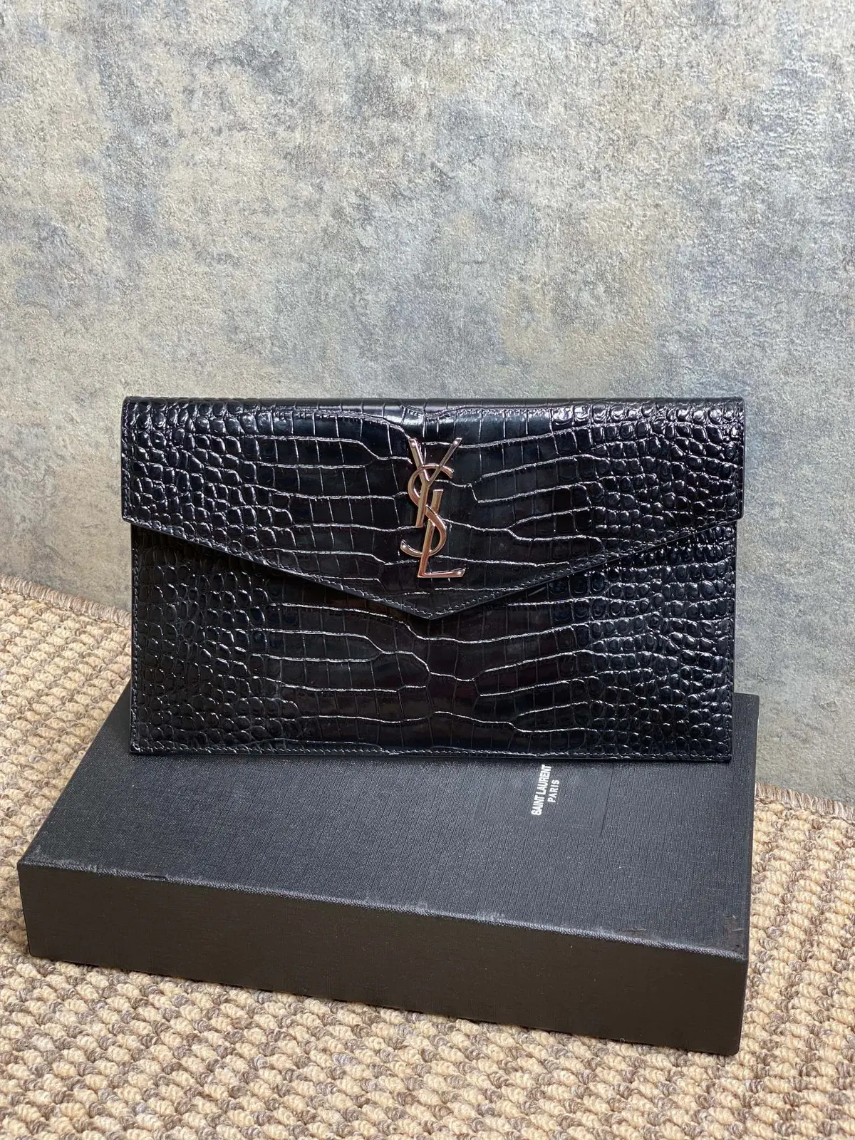 YSL Style Black Leather Clutch Lookbook Reference image 1