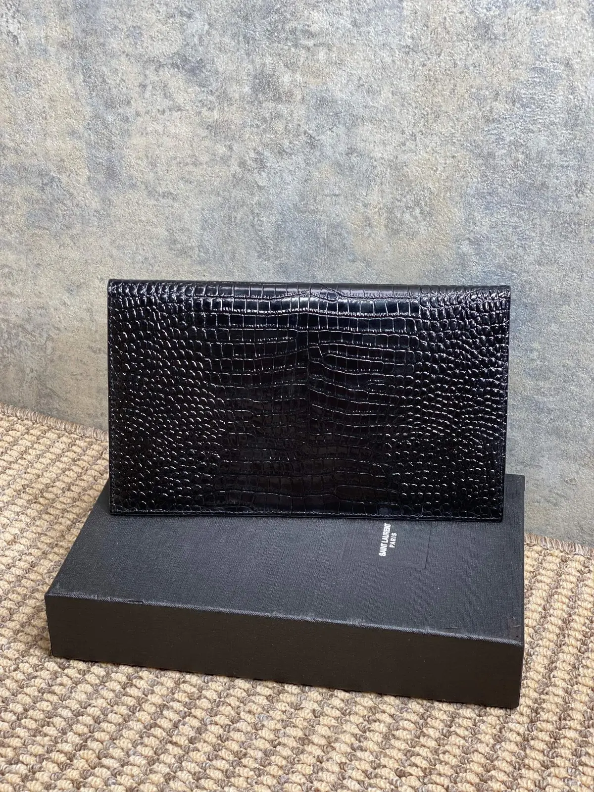 YSL Style Black Leather Clutch Lookbook Reference image 2