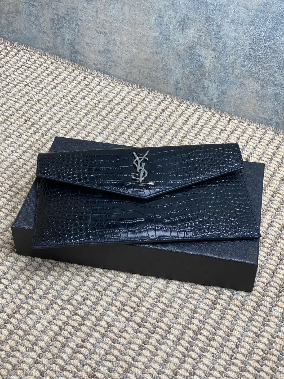 YSL Style Black Leather Clutch Lookbook Reference image 3