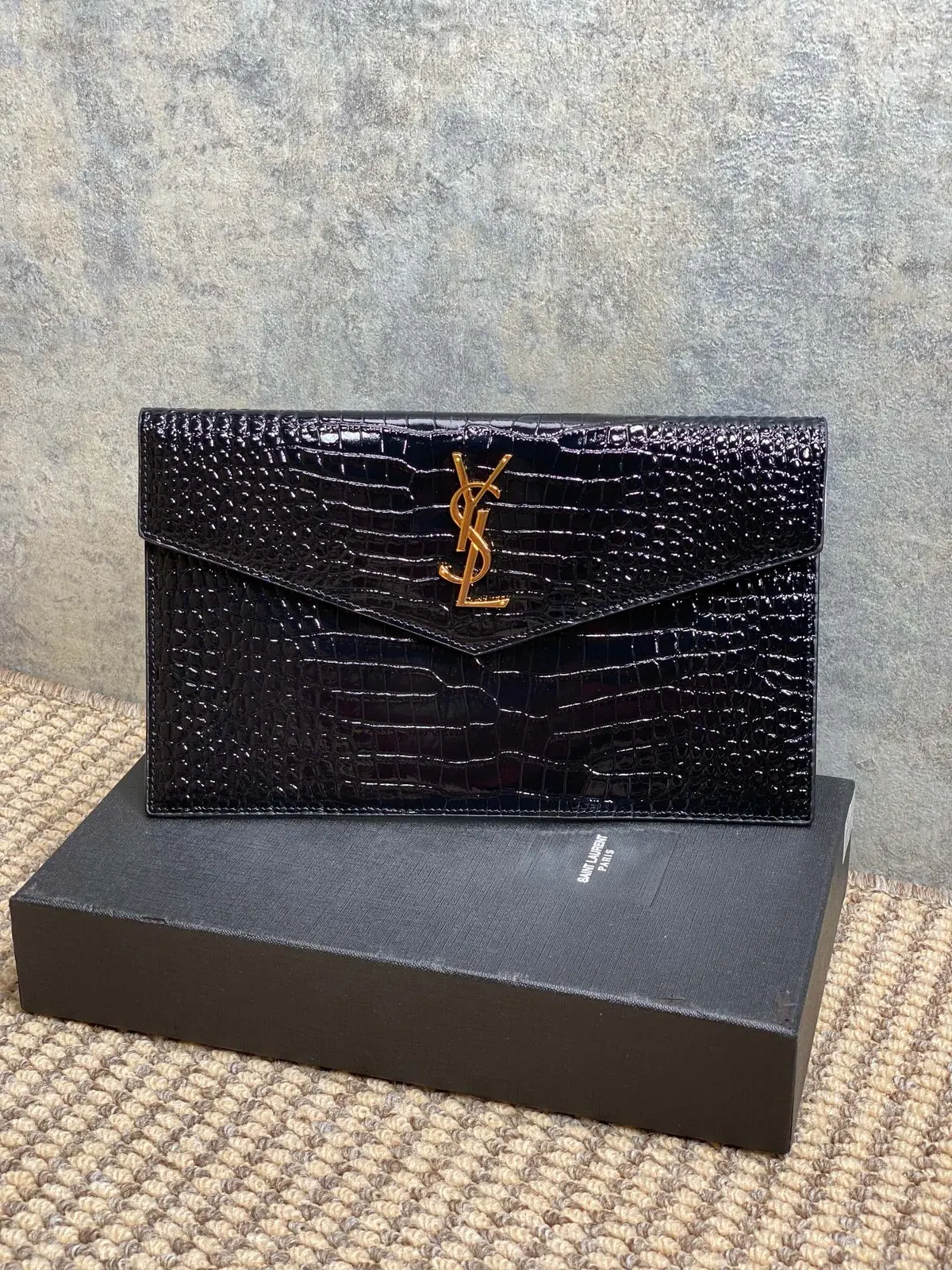 YSL Style Black Leather Clutch Lookbook Reference image 1