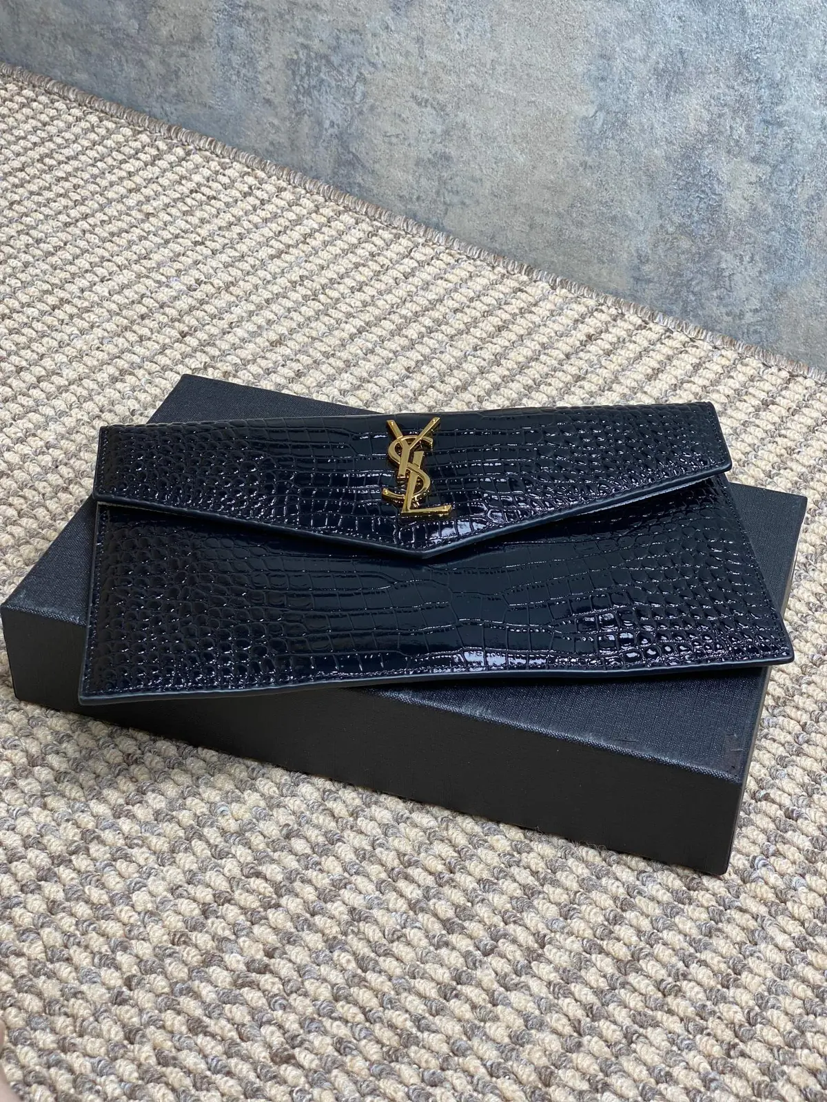 YSL Style Black Leather Clutch Lookbook Reference image 3