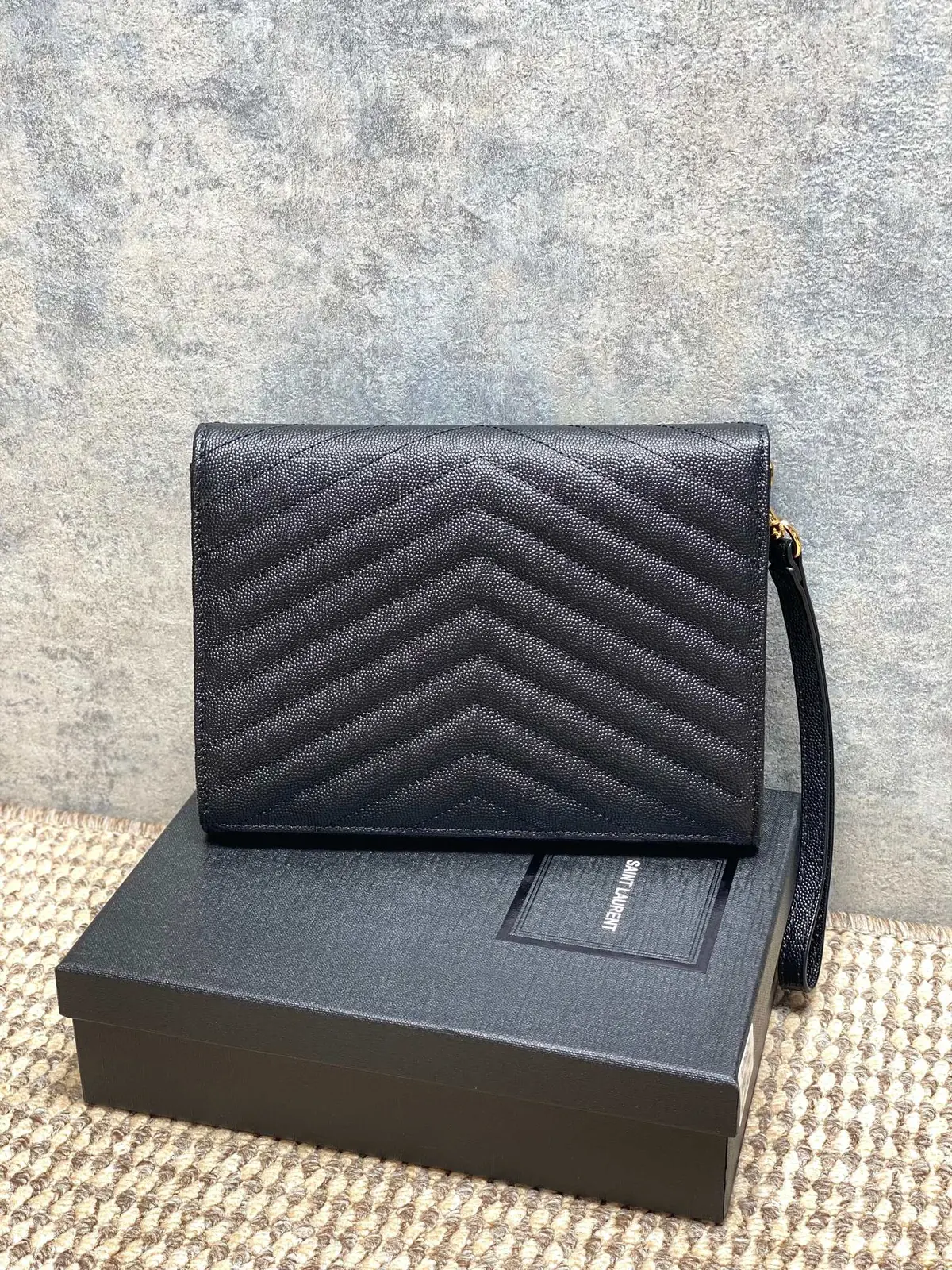 YSL Style Black Leather Clutch Lookbook Reference image 2