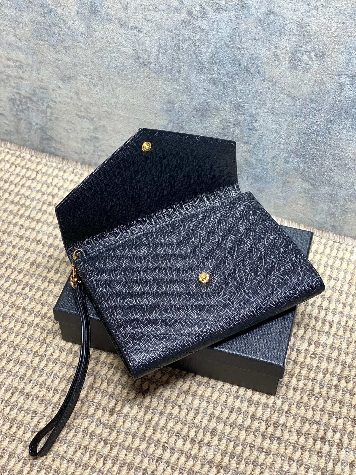 YSL Style Black Leather Clutch Lookbook Reference image 5