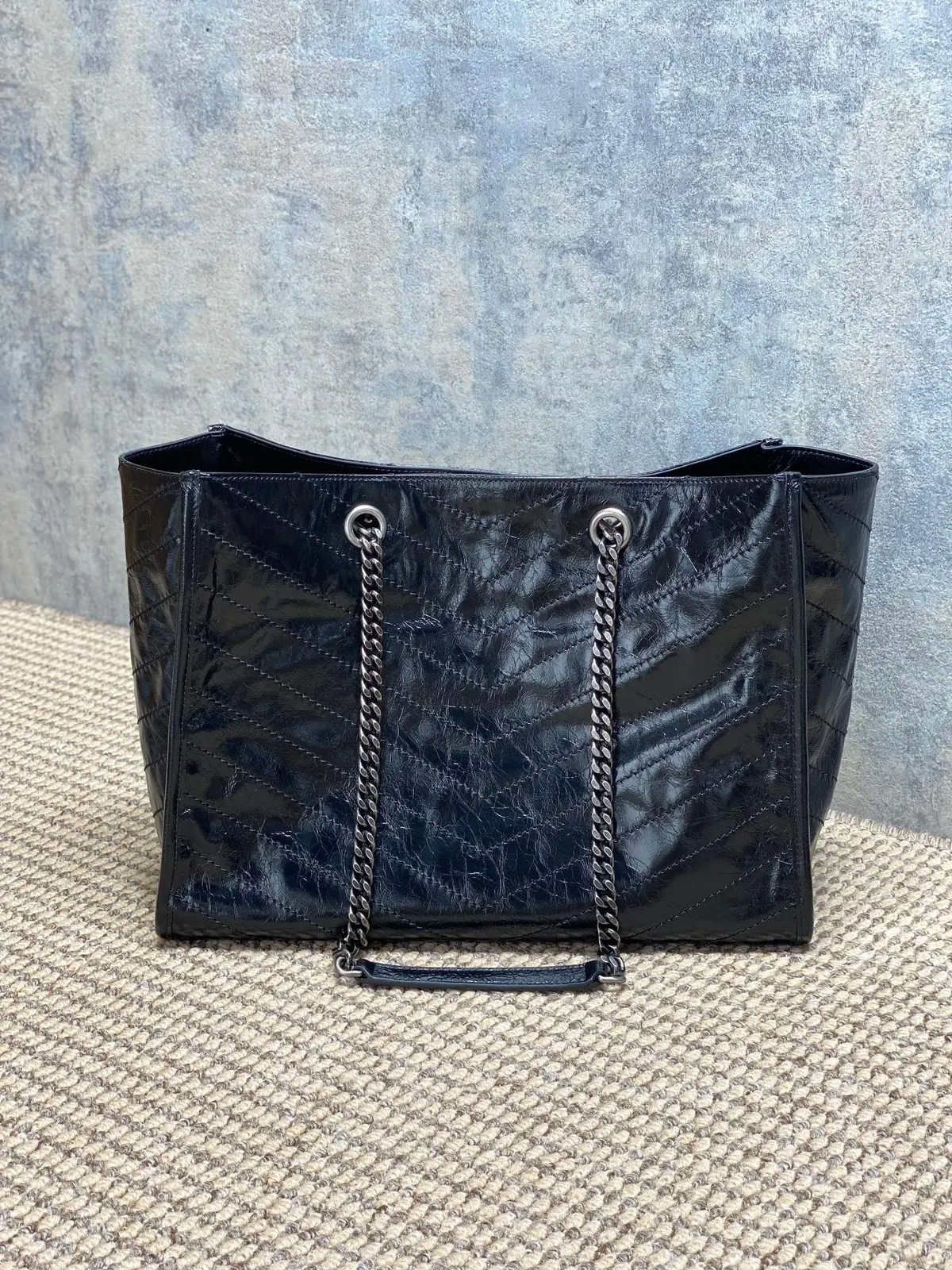 YSL Style Black Leather Tote Bag Lookbook Reference image 3