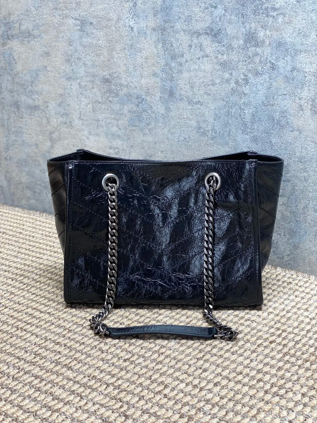 YSL Style Black Leather Tote Bag Lookbook Reference image 3
