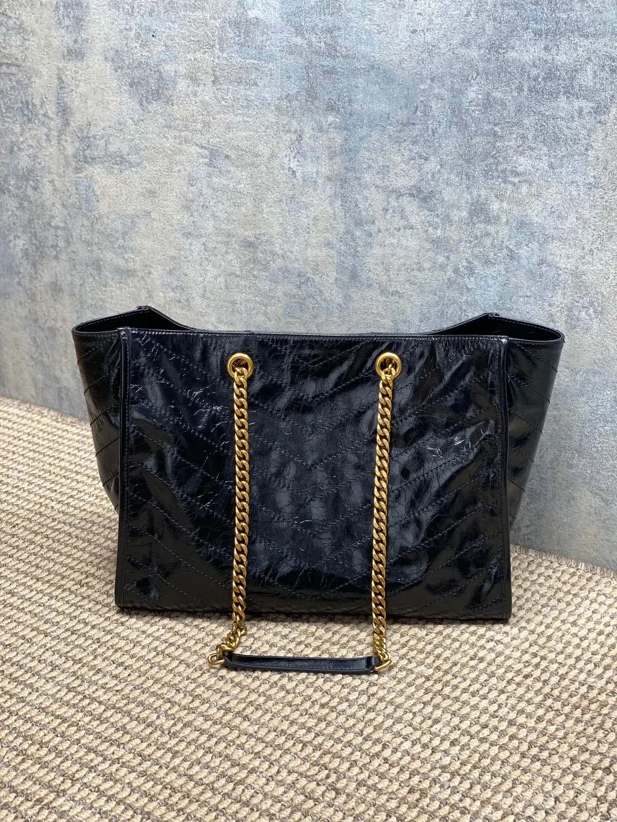 YSL Style Black Leather Tote Bag Lookbook Reference image 3