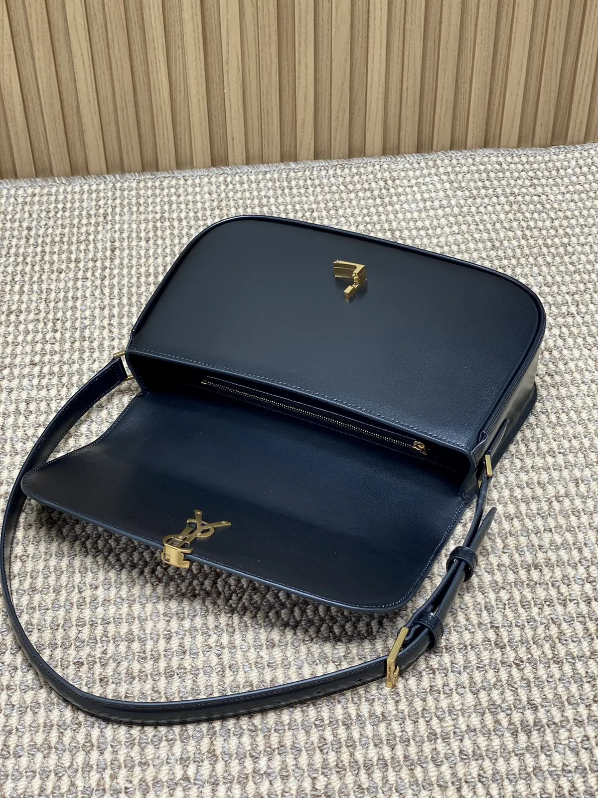 YSL Style Gold Leather Shoulder Bag Lookbook Reference image 5