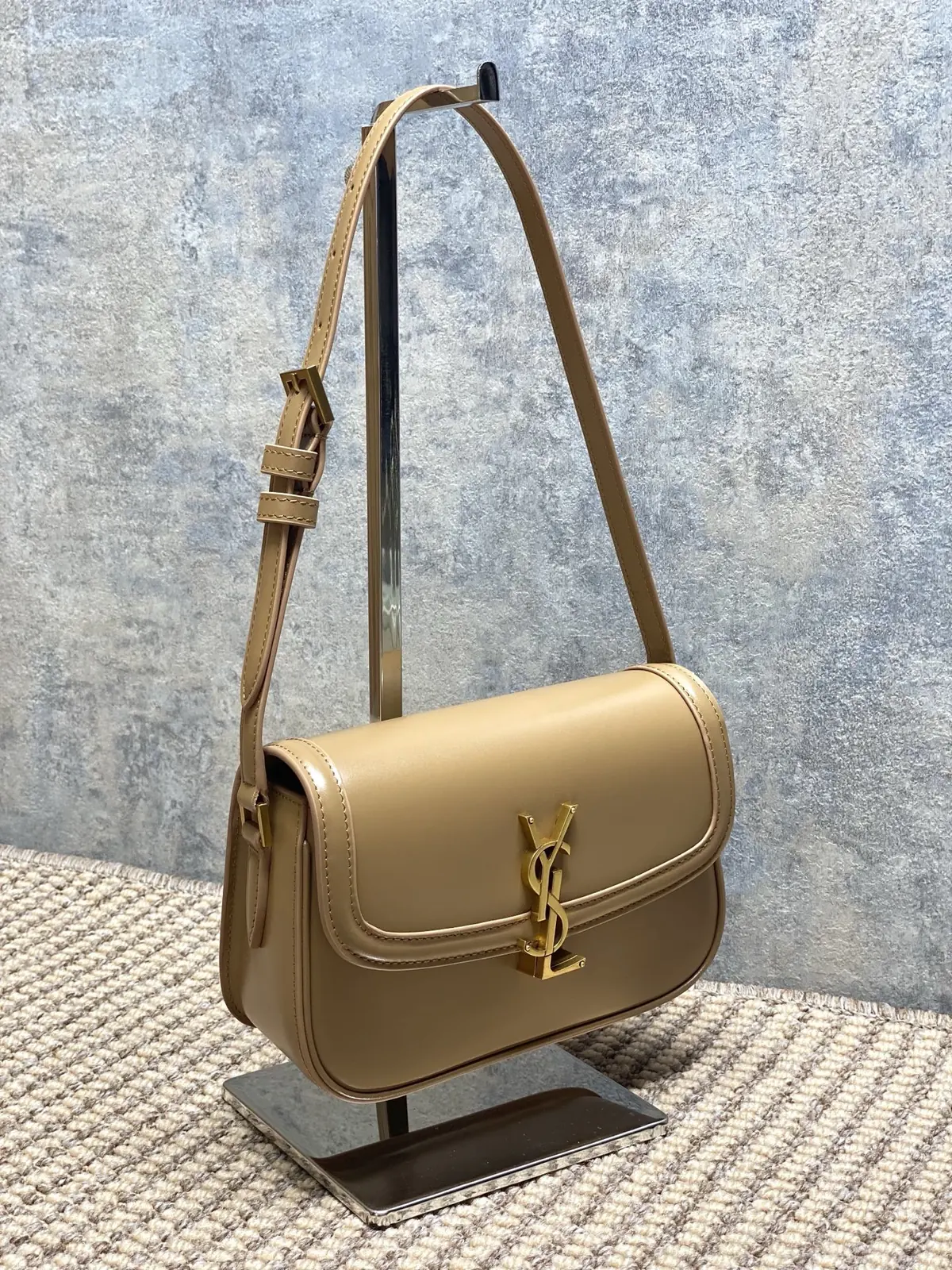 YSL Style Gold Leather Shoulder Bag Lookbook Reference image 2