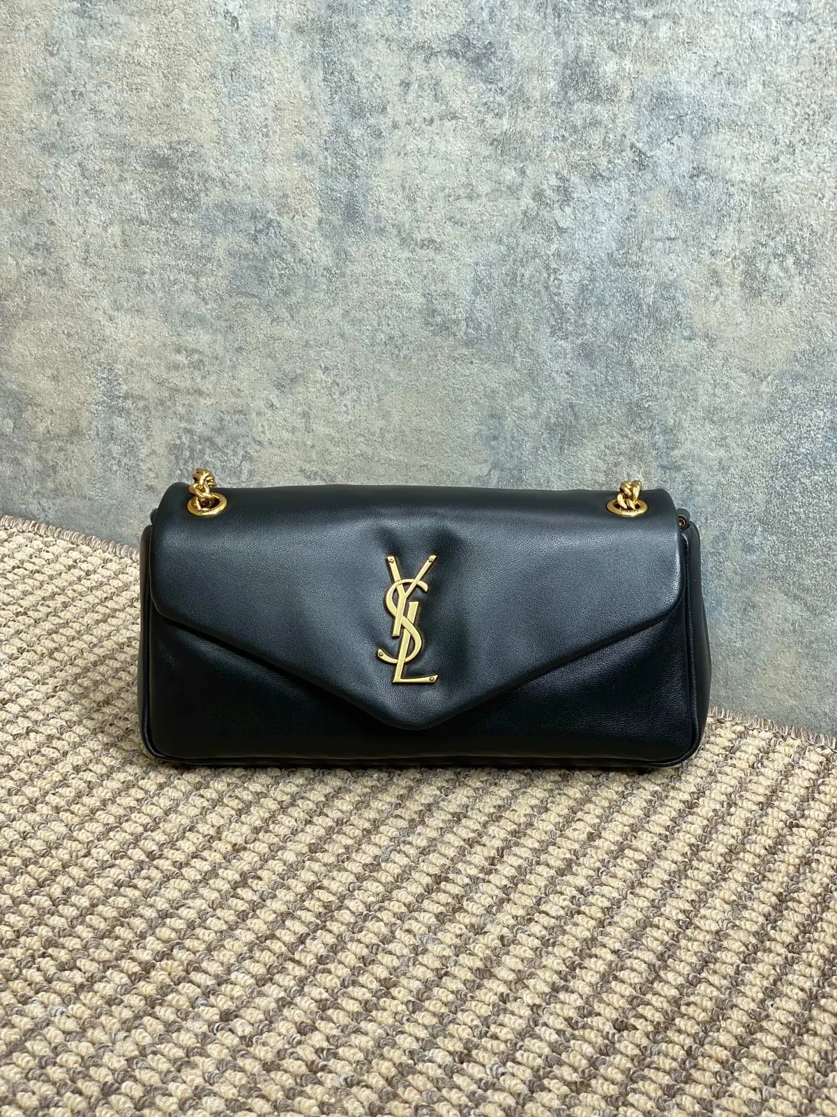 YSL Style Gold Leather Wallet Lookbook Reference image 1