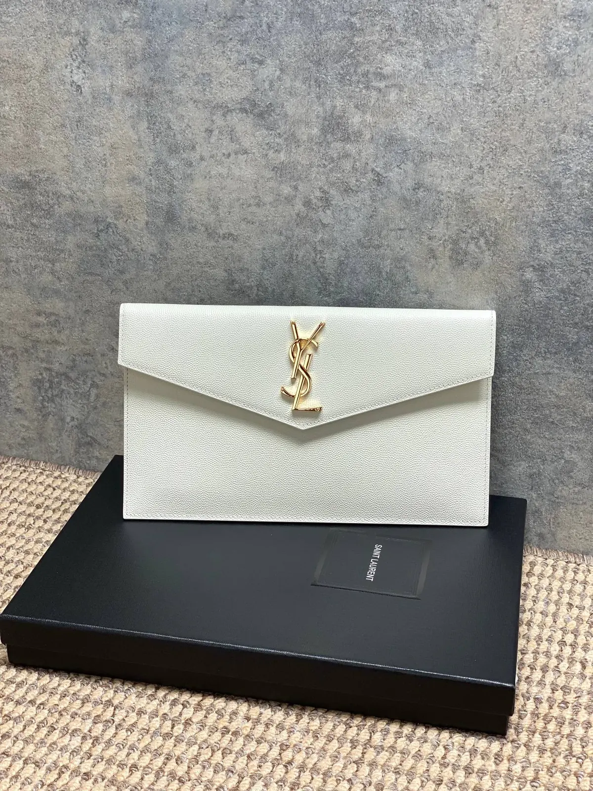 YSL Style White Leather Clutch Lookbook Reference image 1