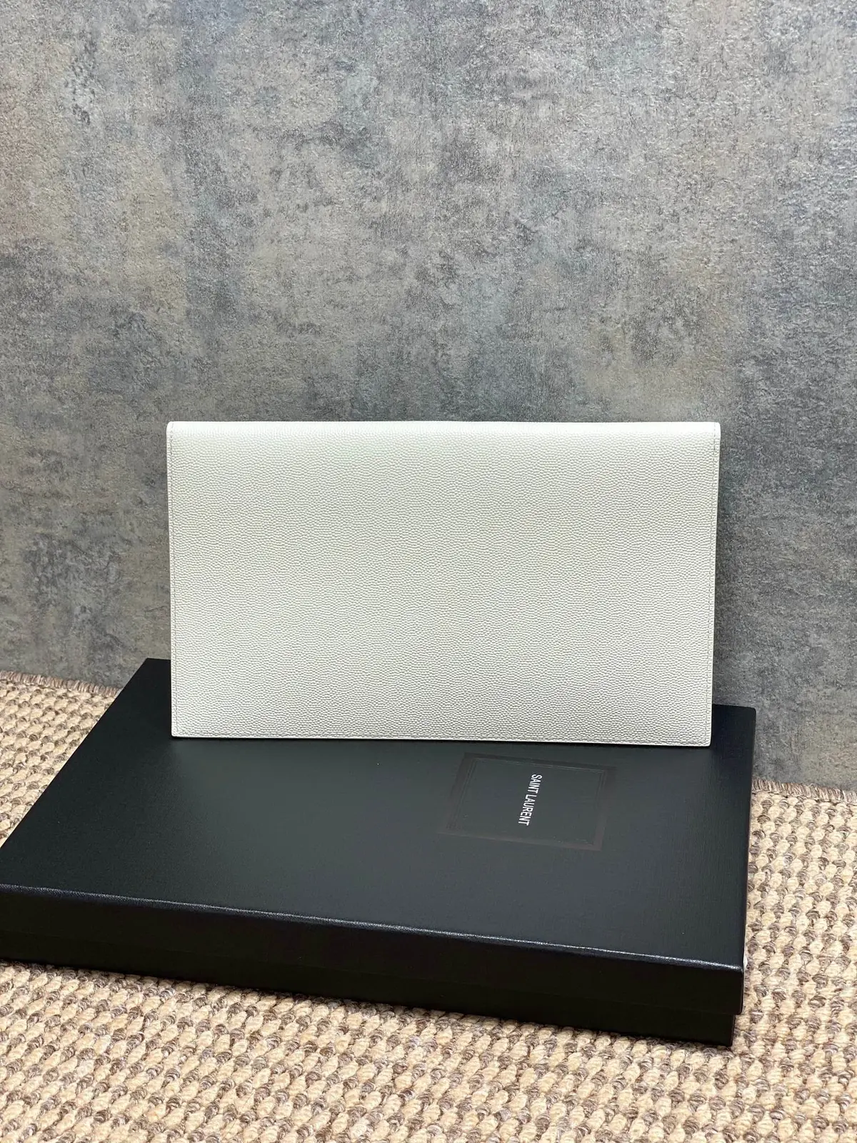 YSL Style White Leather Clutch Lookbook Reference image 2
