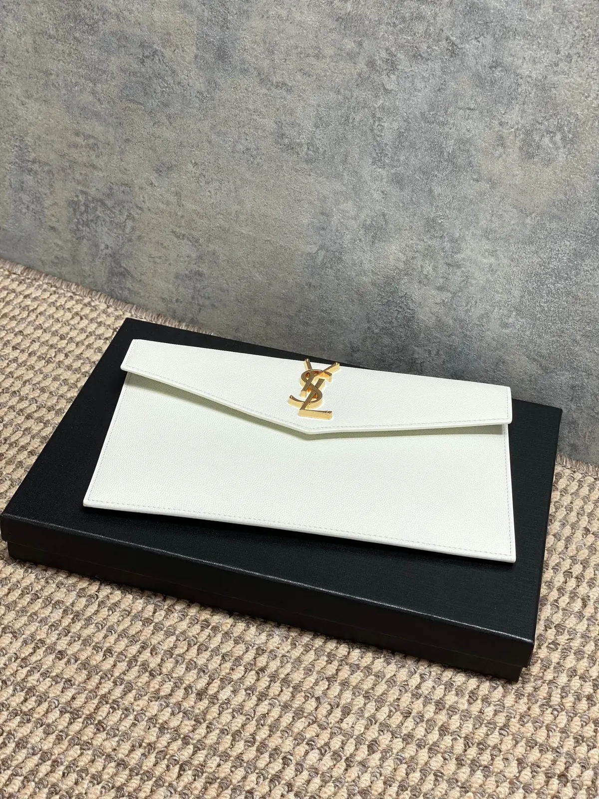 YSL Style White Leather Clutch Lookbook Reference image 3