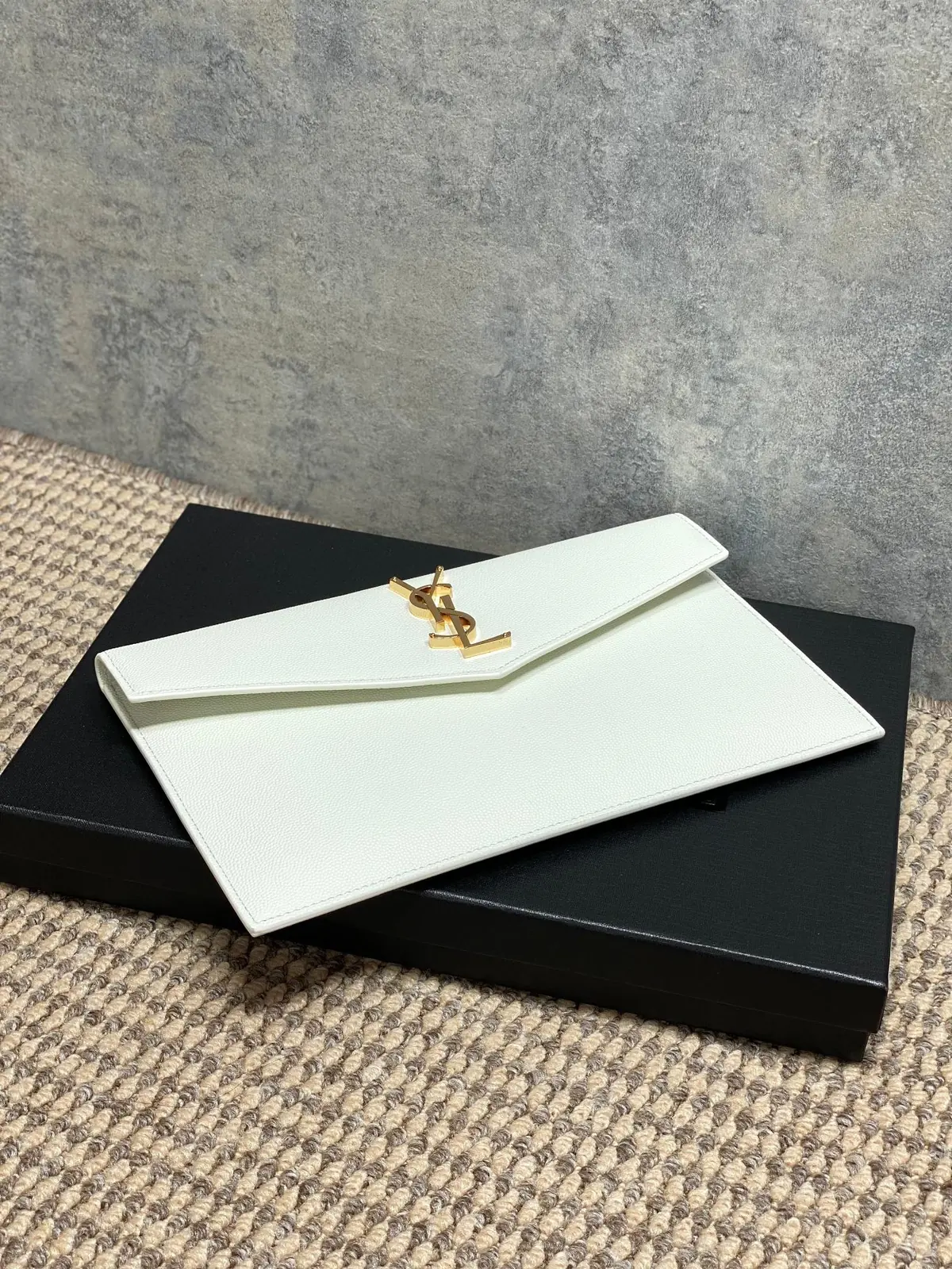 YSL Style White Leather Clutch Lookbook Reference image 5