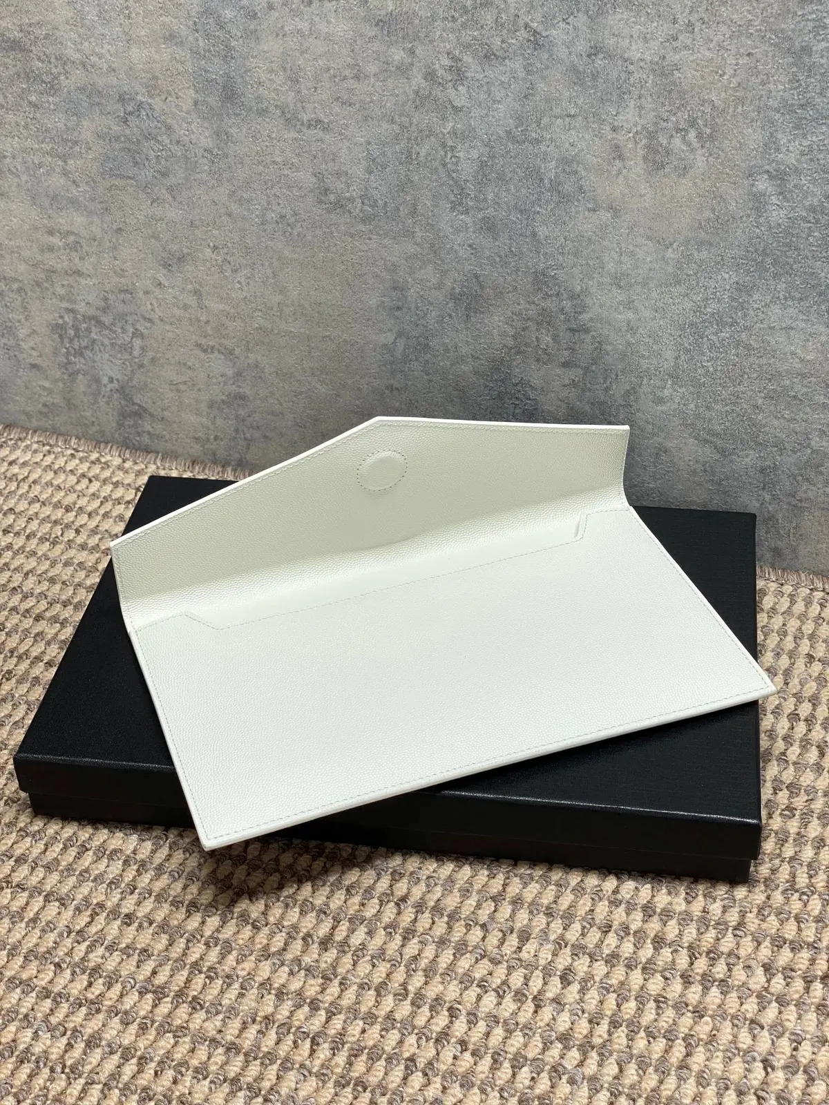 YSL Style White Leather Clutch Lookbook Reference image 6