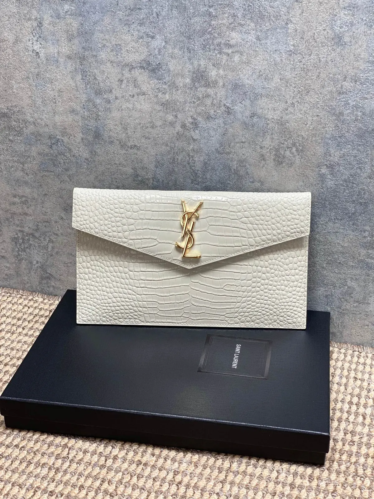 YSL Style White Leather Clutch Lookbook Reference image 1