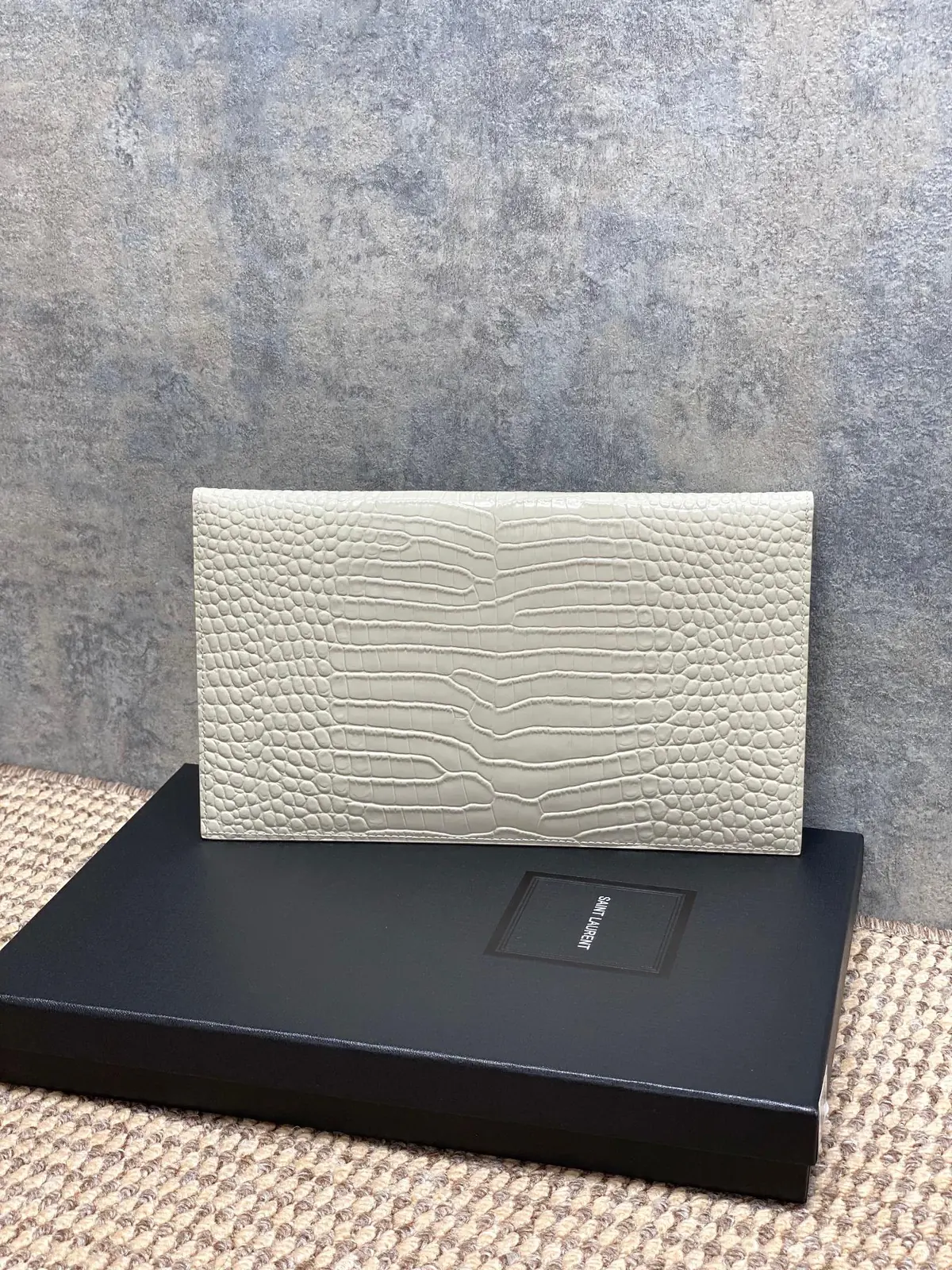 YSL Style White Leather Clutch Lookbook Reference image 2