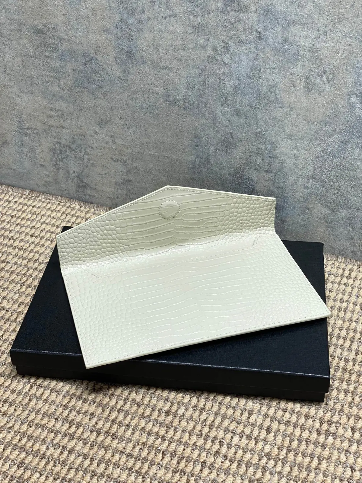 YSL Style White Leather Clutch Lookbook Reference image 6