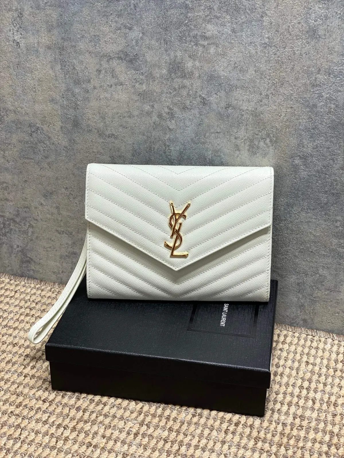 YSL Style White Leather Clutch Lookbook Reference image 1
