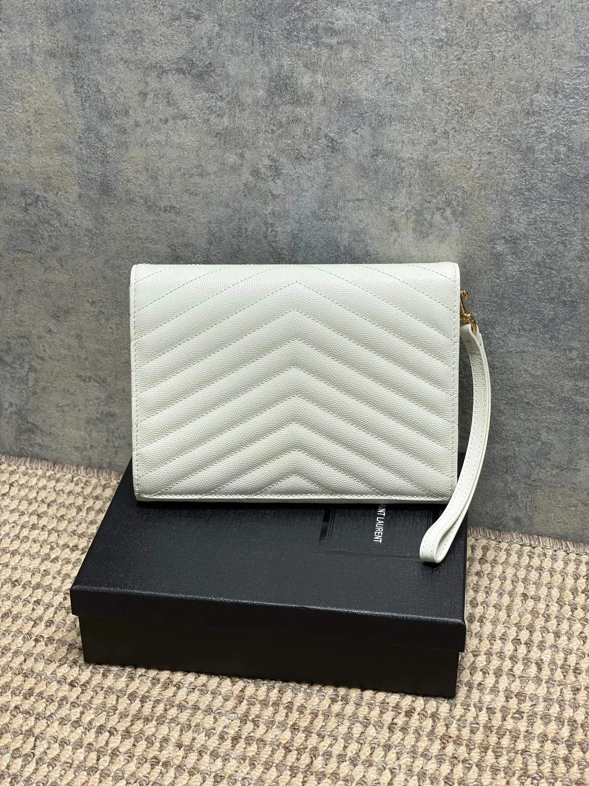 YSL Style White Leather Clutch Lookbook Reference image 2