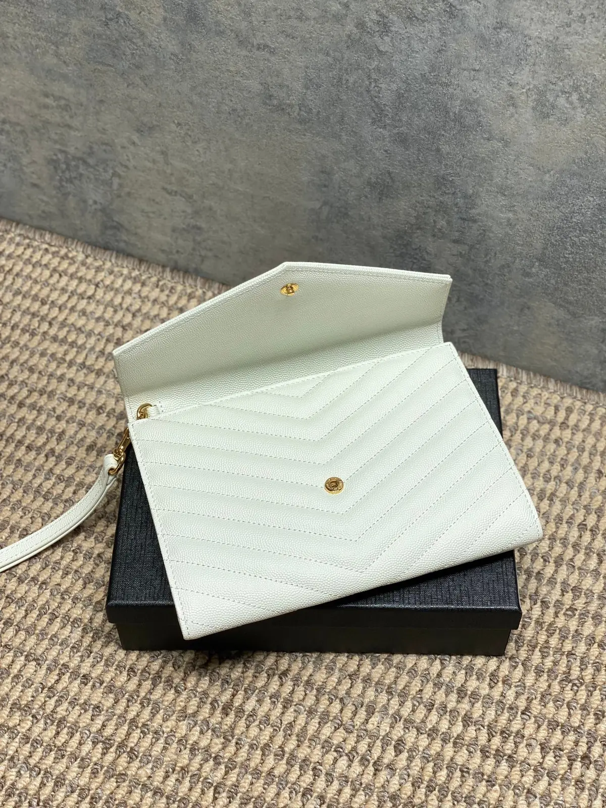 YSL Style White Leather Clutch Lookbook Reference image 6